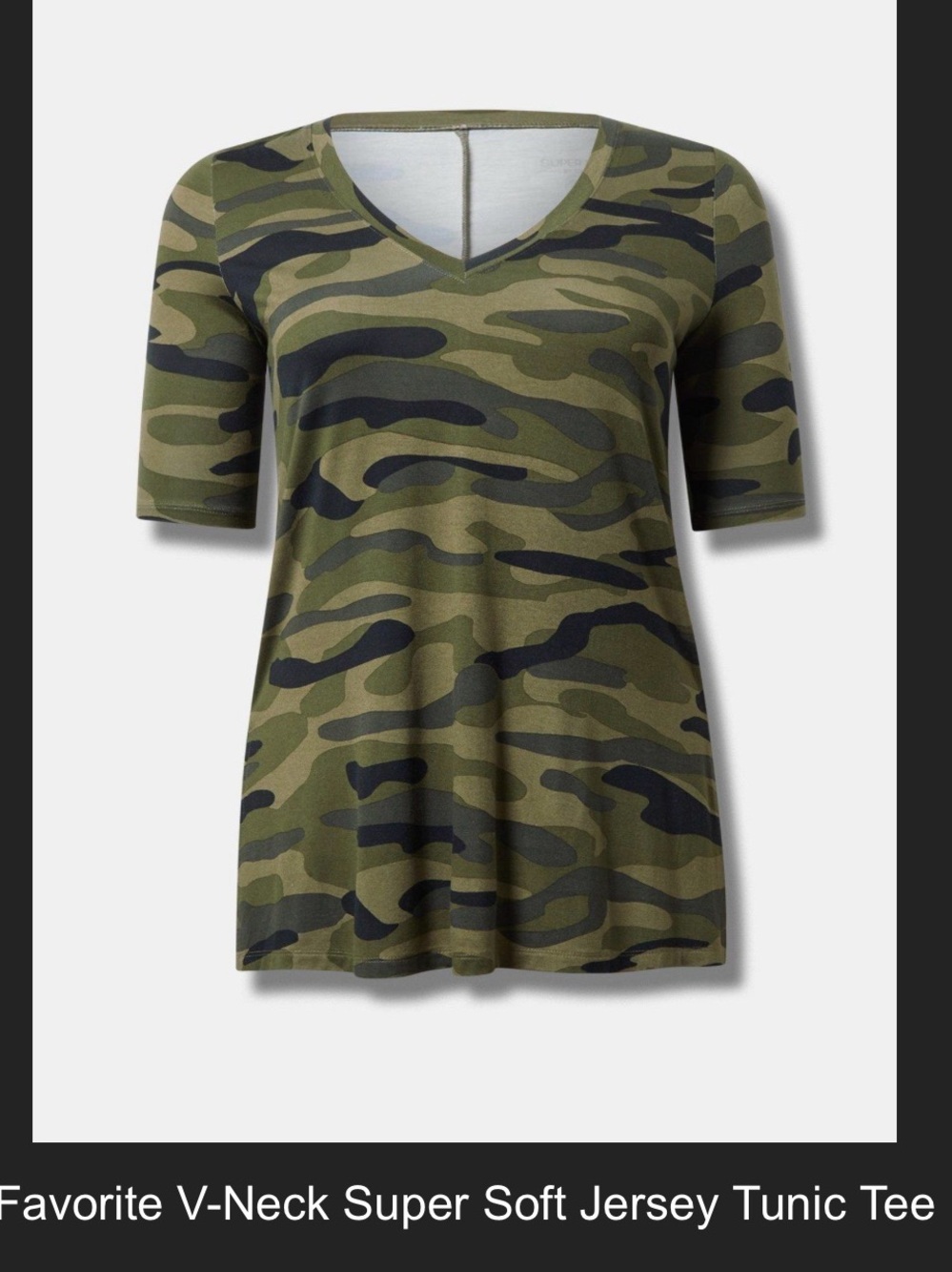 torrid Olive and Black Camo V-Neck Tunic